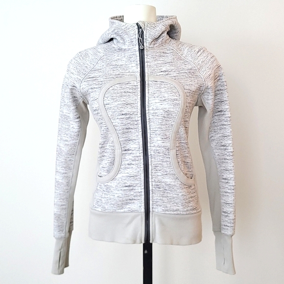 Lululemon Heathered Grey Scuba Hoodie Thumbholes Size 6 - Picture 10 of 10